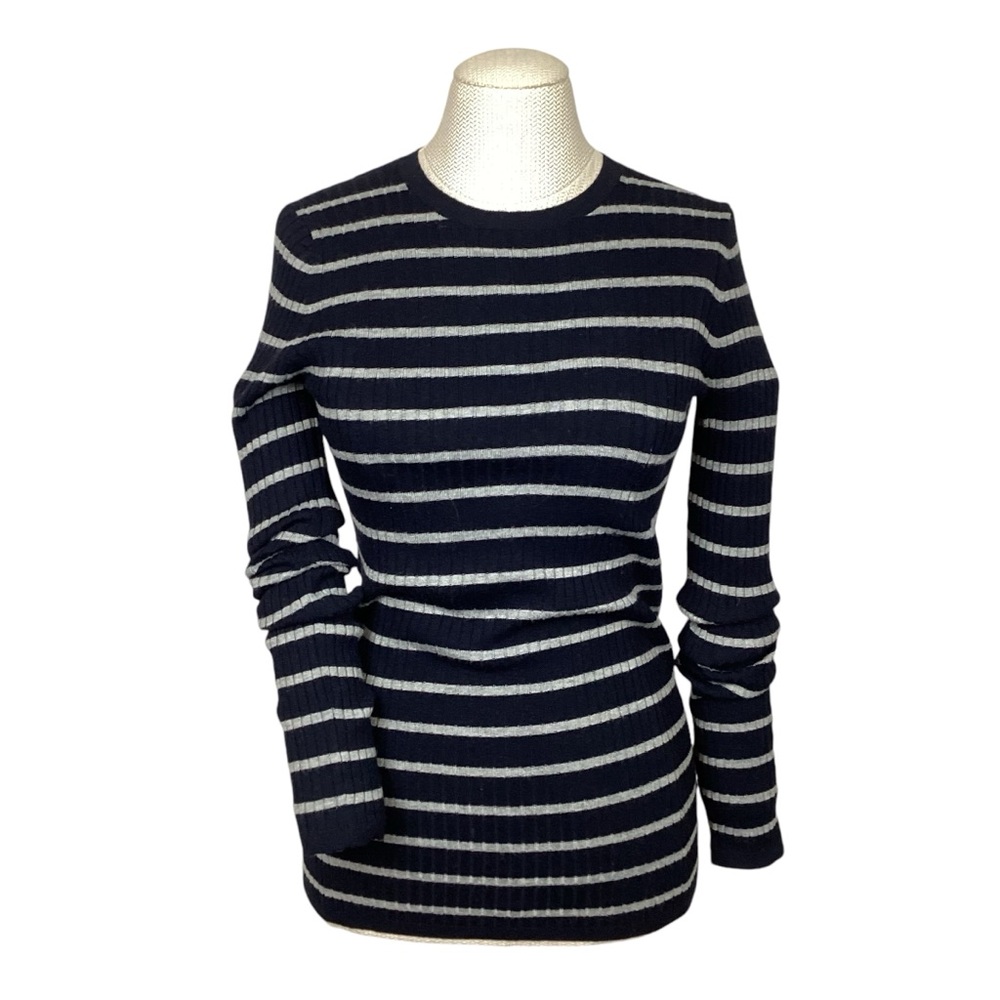 Vince Sweater Crew Neck Stretch Striped Long Sleeve Cashmere Blend